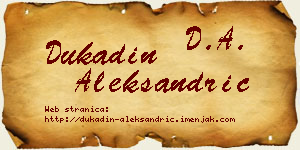 Dukadin Aleksandrić vizit kartica